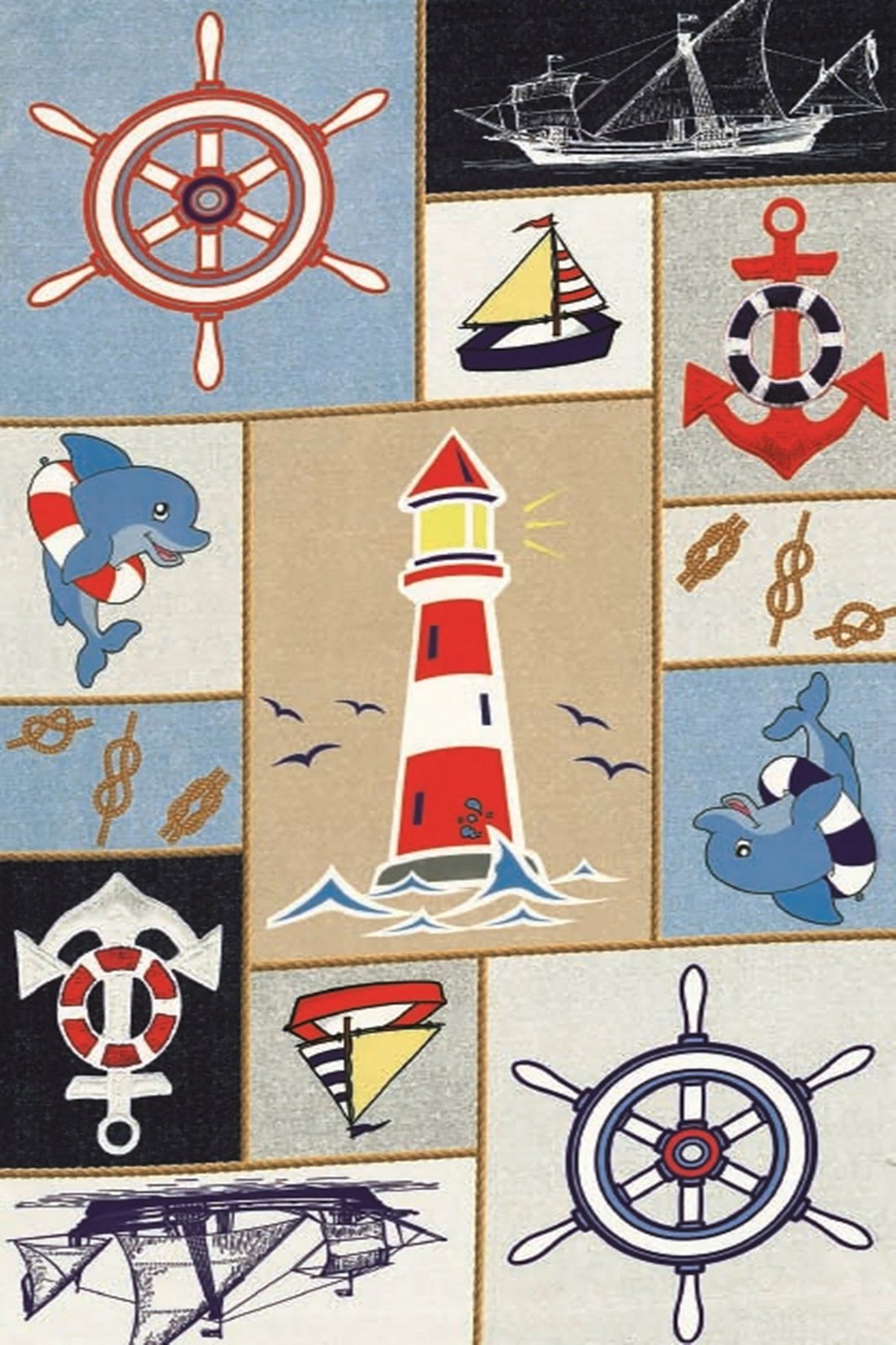 Qilim multingjyrësh, motiv detar, Conceptum Hypnose, ELS541, 160x230cm