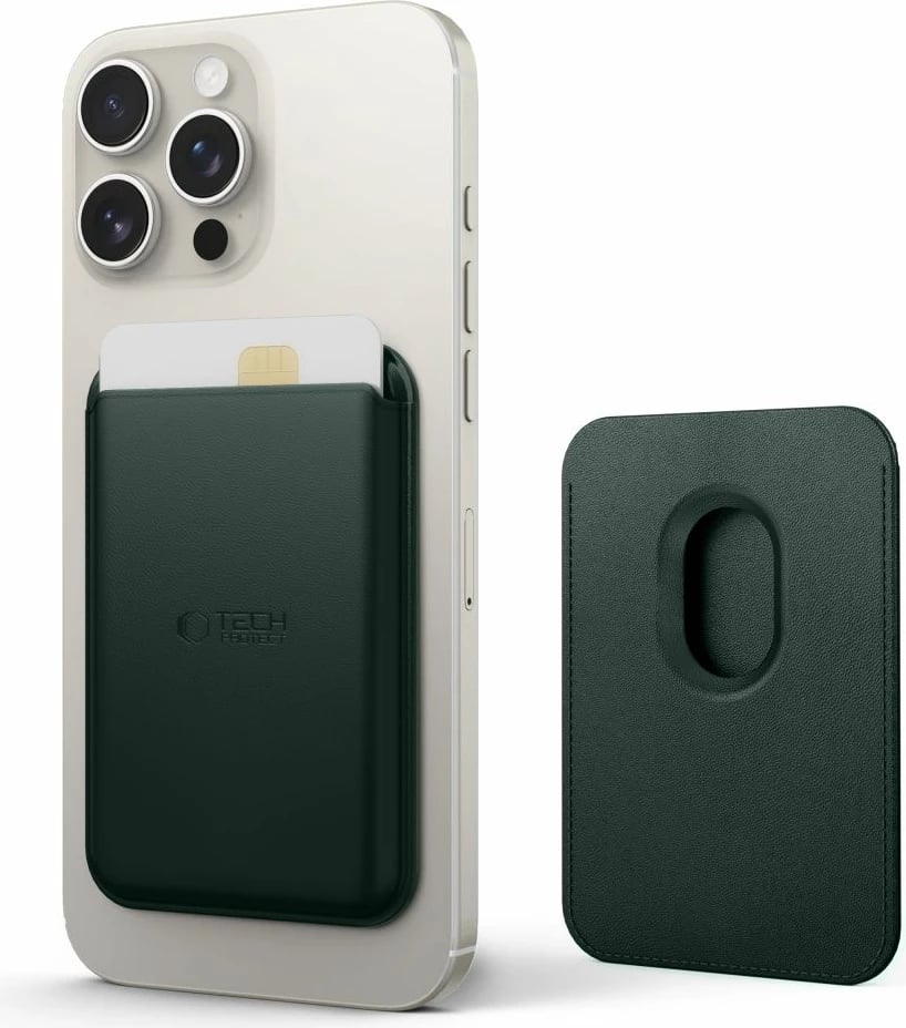 Mbështjellës Tech-Protect MagWallet me MagSafe, mbajtëse universale për karta, e gjelbër