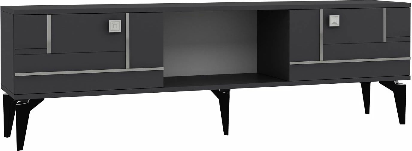 Komodë TV Skye Decor, ngjyrë antracit dhe argjend
