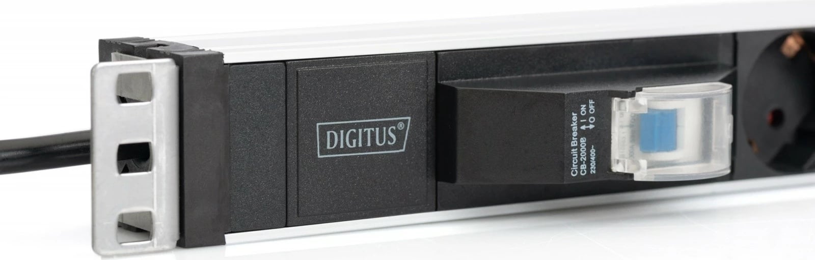 Prizë rack Digitus DN-95417, 6x Schuko, 2m, me ndërprerës mbrojtës, profil alumini, e zezë/argjendtë
