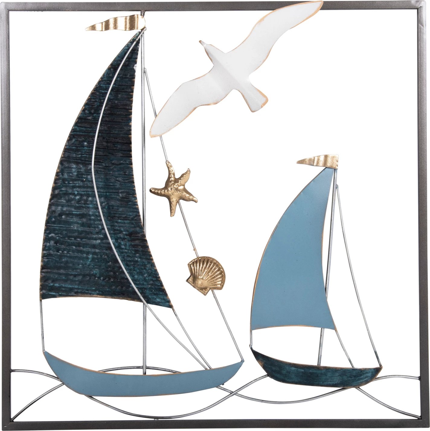 Dekor për mur katror, FH4203, metal-anije, 50x6x50 cm