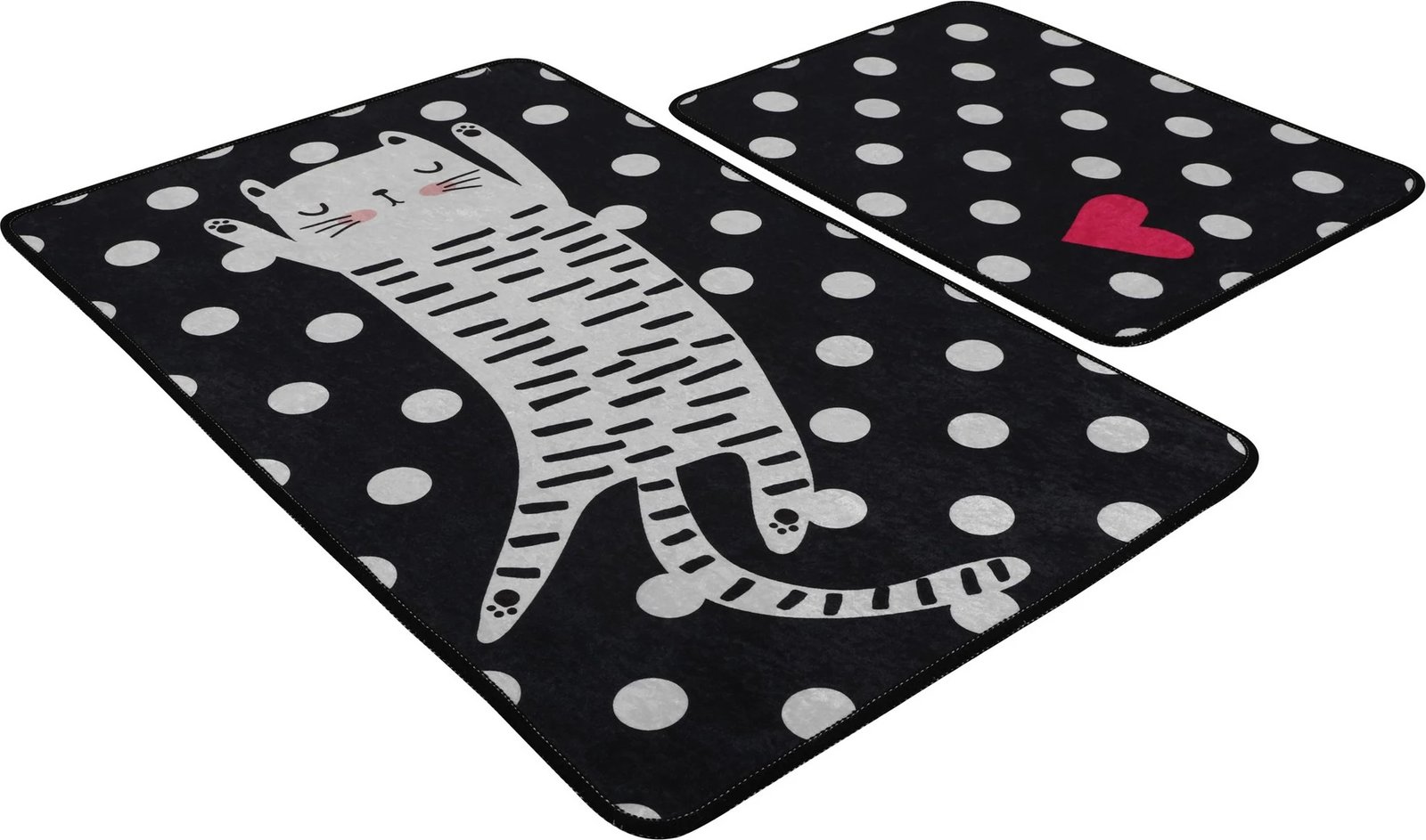 Set tapetash për banjo, 2 copë, dizajn me mace me pika, Mijölnir