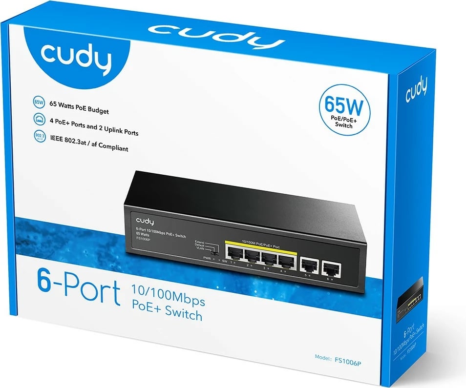 Switch Cudy FS1006P, 6 porta, PoE+, 65W, Desktop, i zi