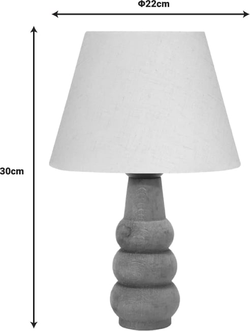 Llambë tavoline, dru ahu dhe pëlhurë, ngjyrë krem, 22x22x30cm