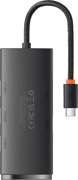 Kasë USB-C Baseus OS-Lite WKQX080101, 4 porta USB 3.0, 25cm, e zezë