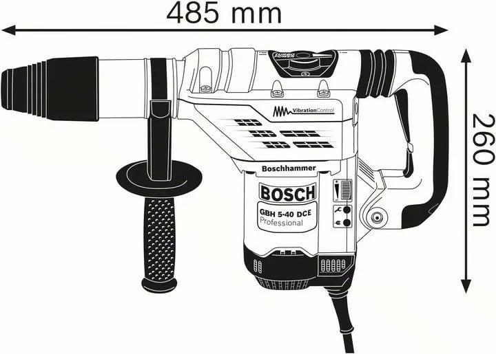 Çekiç rrotullues Bosch GBH 5-40 DCE Professional, SDS Max, 1150W, 6.8kg, zi/blu/kuq/argjend