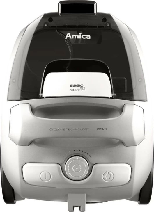 Fshesë me korrent pa qese, Amica Bagio Eco VM3042, 900 W, depozitë 1.5 L, filtër EPA 12, e zezë/argjendtë