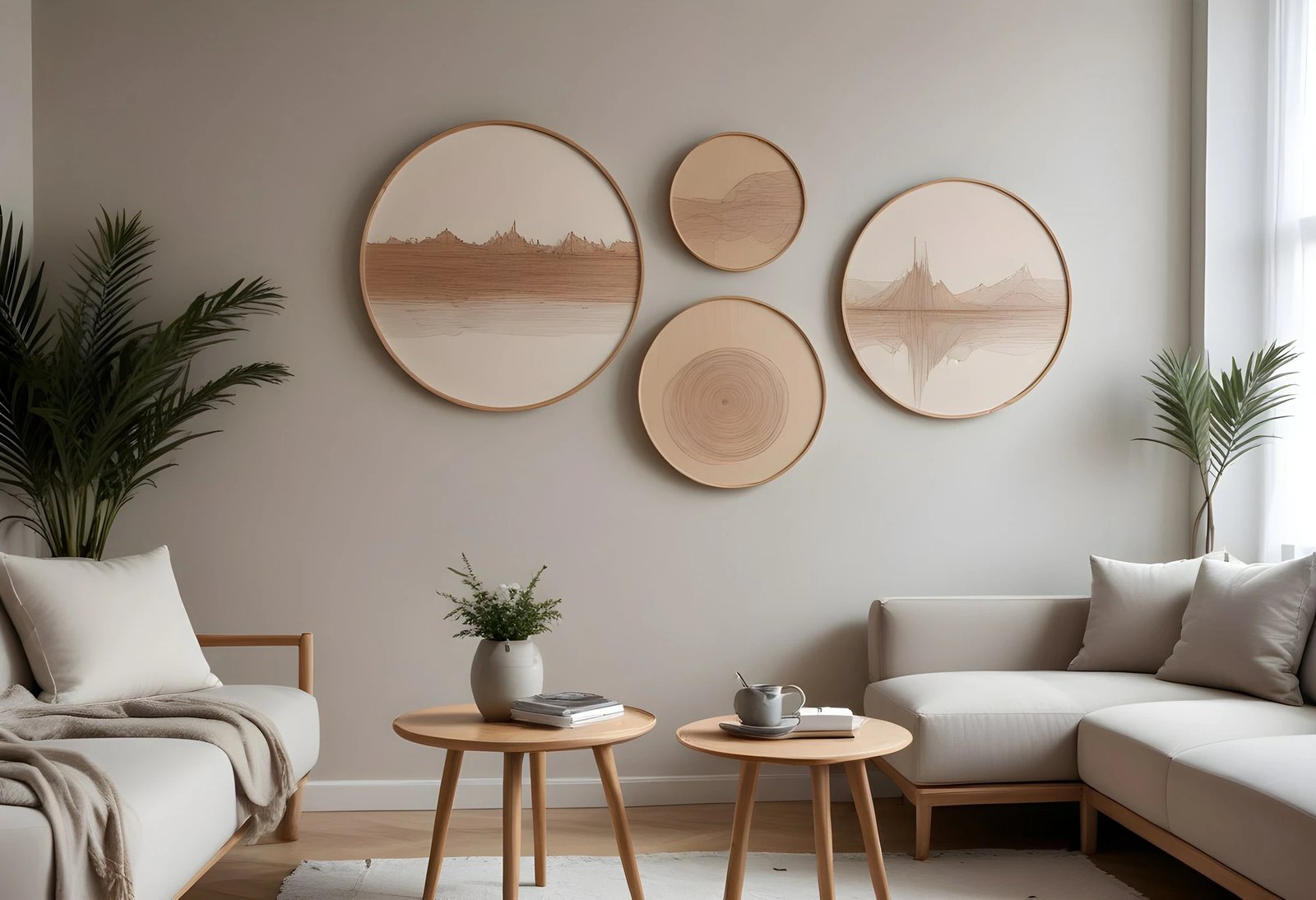 Set pikturash dekorative me kornizë MDF (4 copë), Wallity, Huhu300