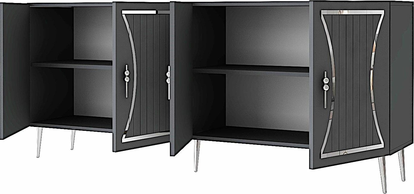 Konsol Skye Decor, ngjyrë antracit dhe argjendi