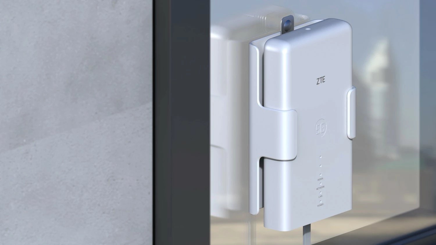 Router ZTE MC889 ODU 5G me komplet për montim në dritare, i bardhë