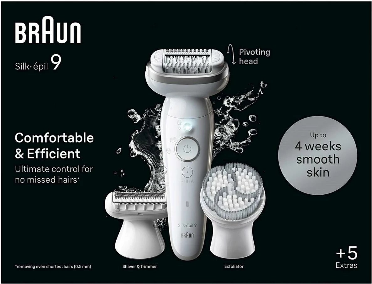 Epilator Braun Silk-épil 9 Wet & Dry 9-061 bardhë/argjend