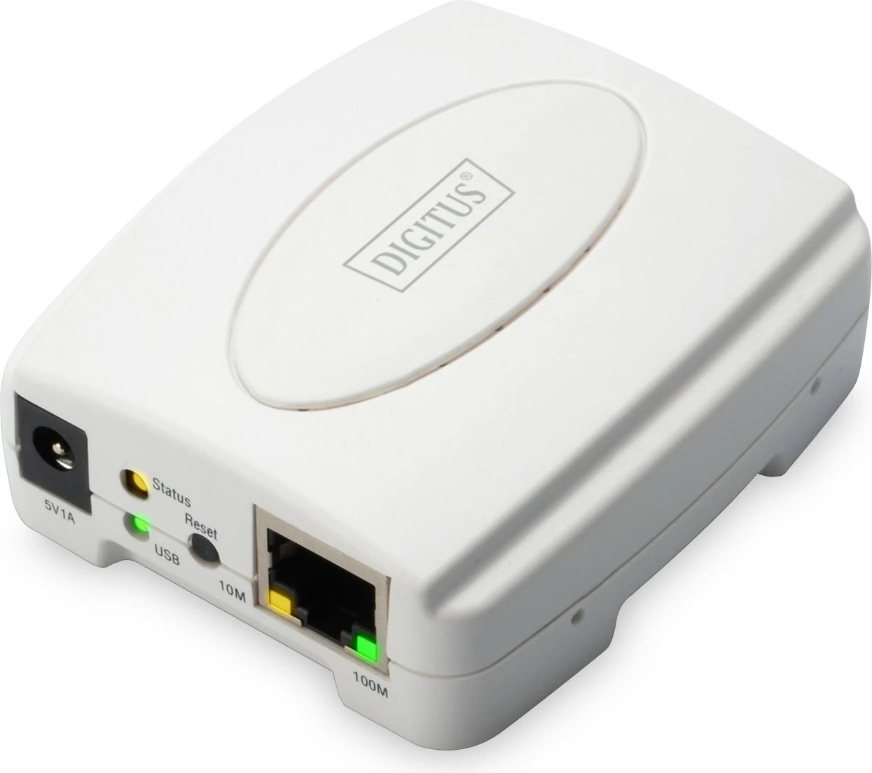 Printserver Ethernet i shpejtë Digitus, USB 2.0, i bardhë