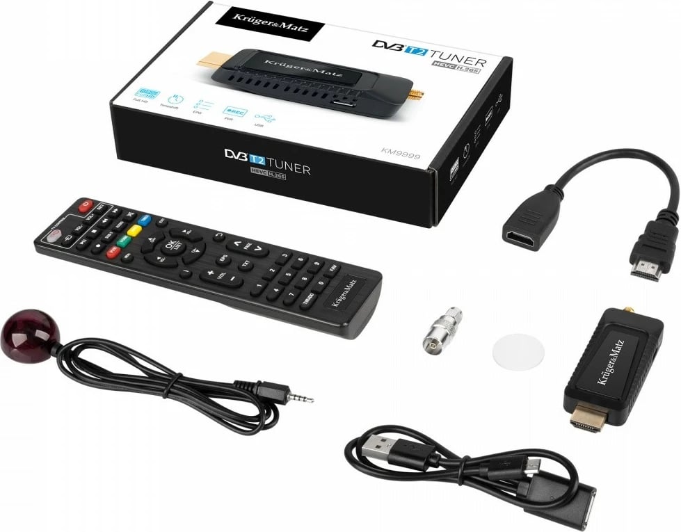 Tuner DVB-T2 HDMI Kruger & Matz KM9999, HEVC H.265, i zi