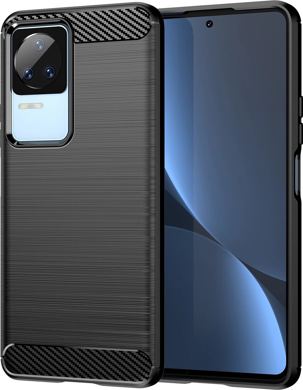 Mbështjellës Hurtel Carbon Case për Xiaomi Poco F4 5G, i zi