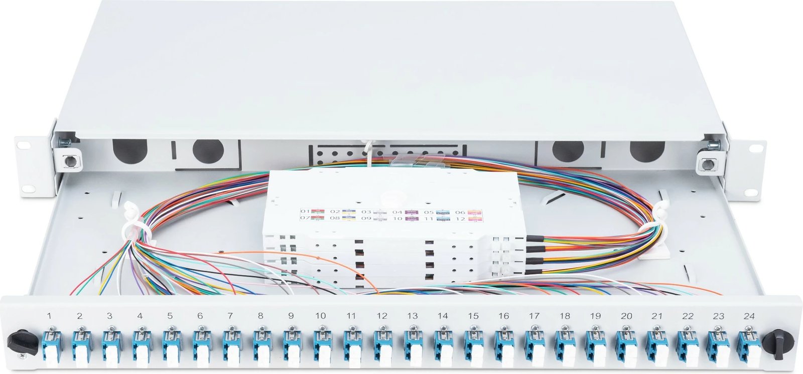 Kuti bashkimi fibrash optike Digitus, LC, OS2, 24 porta, çelik, gri, 1U