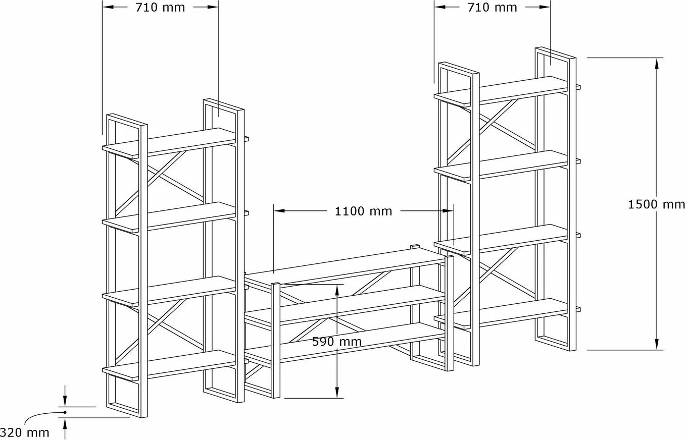 Komplet mobile për TV Hanah Home, stil industrial, ngjyrë arre, modern