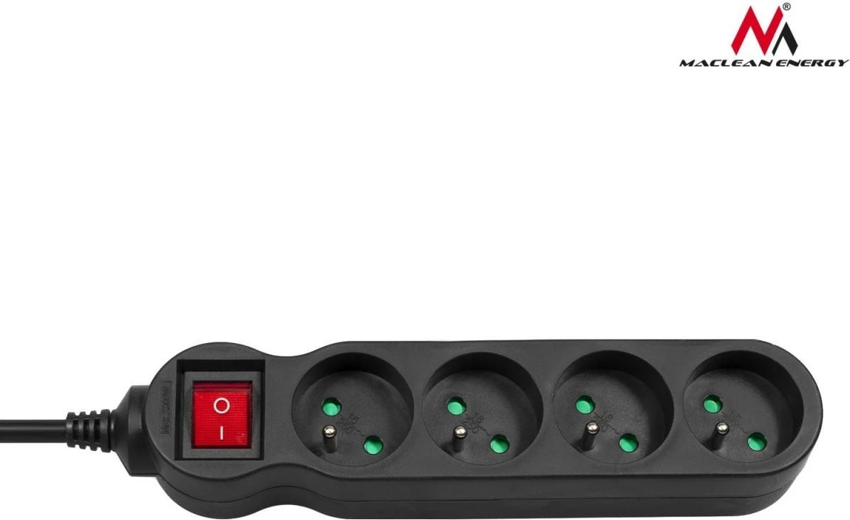 Prizë zgjatuese Maclean MCE182, 4 dalje, 5m, 2300W, e zezë
