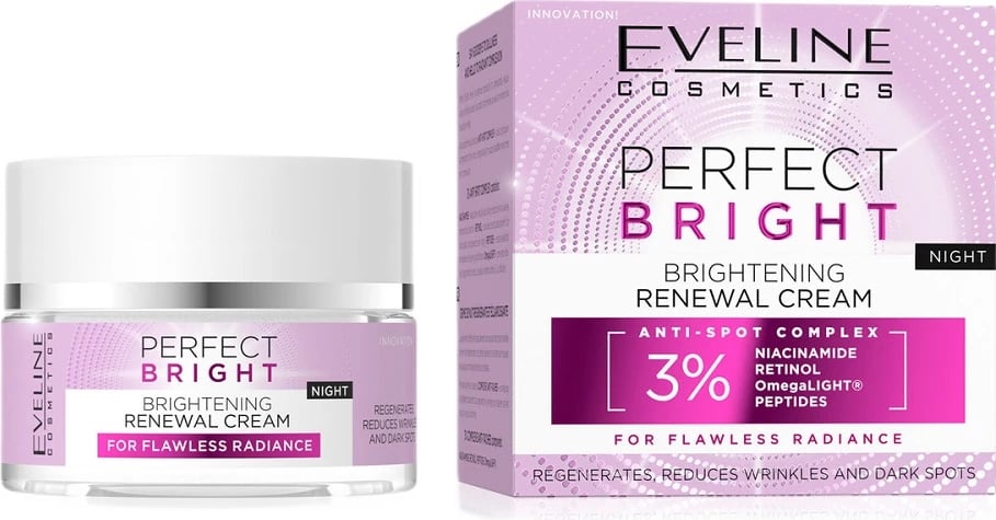 Krem nate për fytyrë Eveline Cosmetics Perfect Bright Brightening Night Rejuvenating për femra 50ml