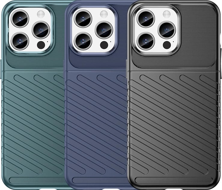 Mbështjellës i blinduar Hurtel Thunder Case për iPhone 15 Pro Max, i zi
