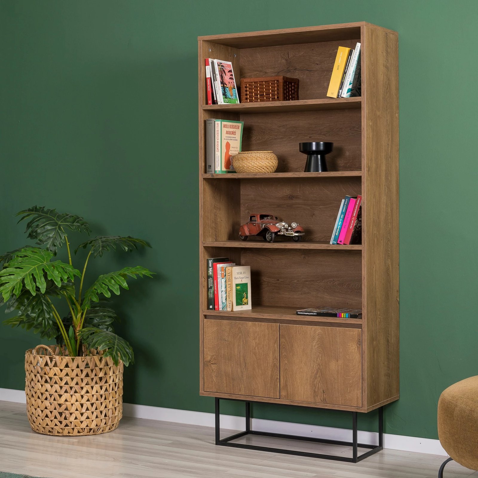 Set mobiljesh për dhomë dite, ngjyrë arre dhe e zezë, Laxus Takım 12