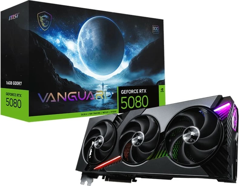 Kartelë grafike MSI RTX 5080 Vanguard SOC 16GB GDDR7 3Fan