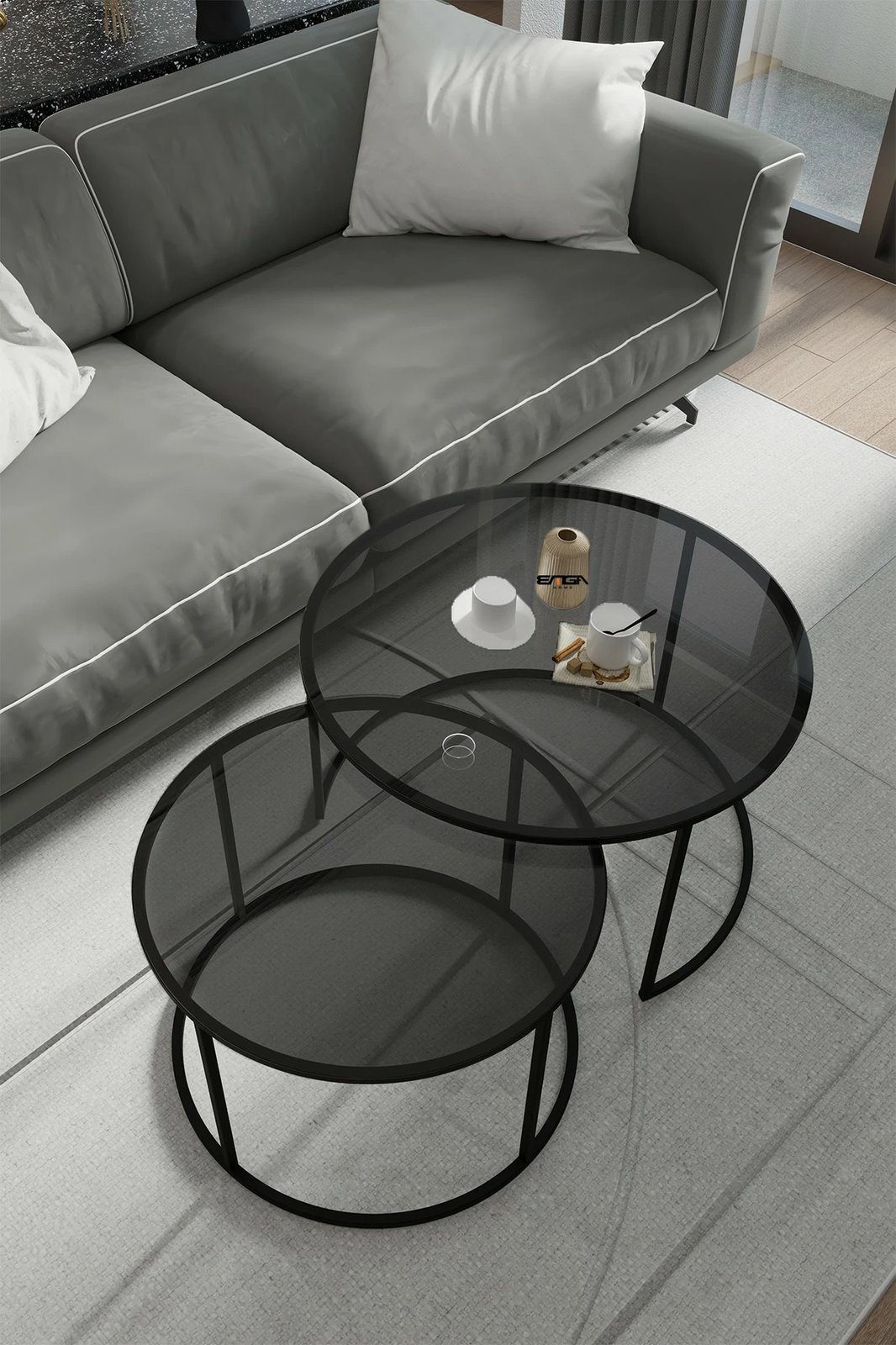 Tavolinë kafeje Skye Decor, Kyoto, ngjyrë fume