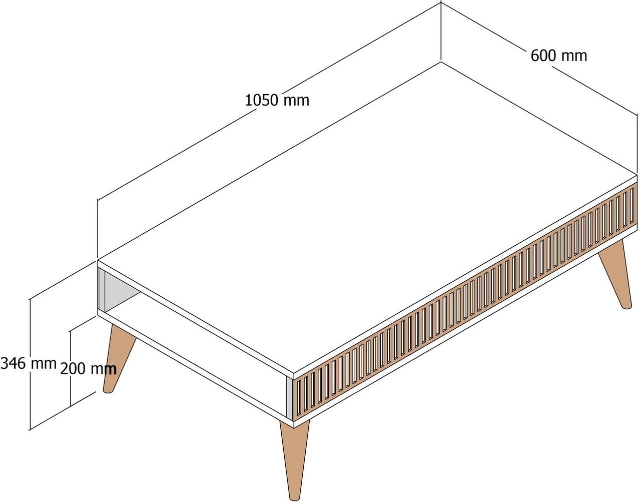 Tavolinë kafeje Hanah Home, Milan, ngjyrë arre dhe travertin