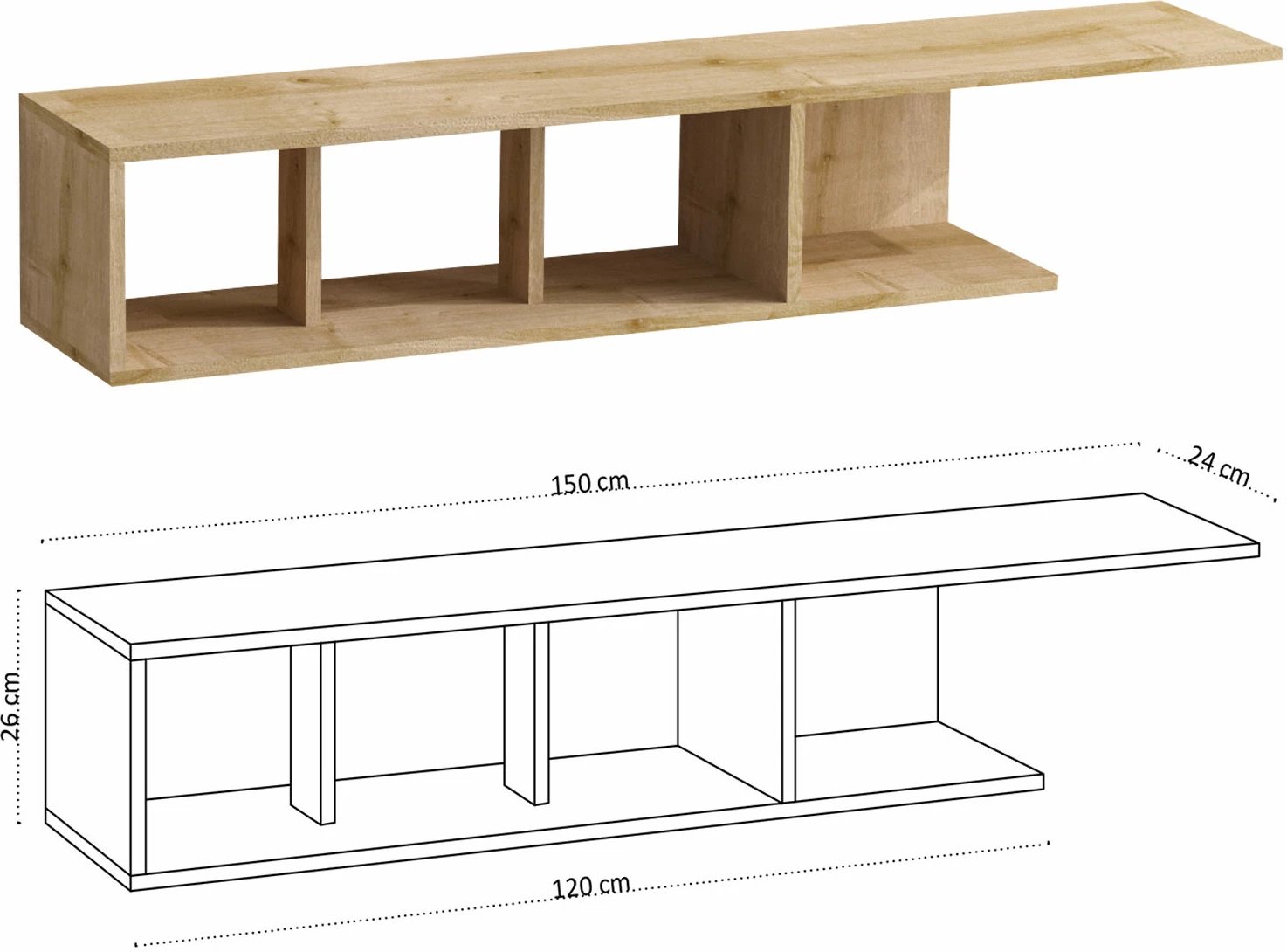 Komodë TV Hanah Home, ngjyrë lisi safir, Pan - Dec0069