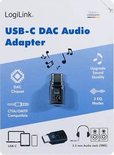 Adapter audio LogiLink KKLLIZ000UA0424, USB-C në 3.5mm, me DAC dhe EQ, Zi Adapter audio LogiLink KKLLIZ000UA0424, USB-C në 3.5mm, me DAC dhe EQ, Zi