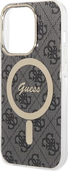 Set mbështjellës Guess GUBPP14LH4EACSK me karikues wireless për iPhone 14 Pro 6.1", 4G Print, MagSafe, zi
