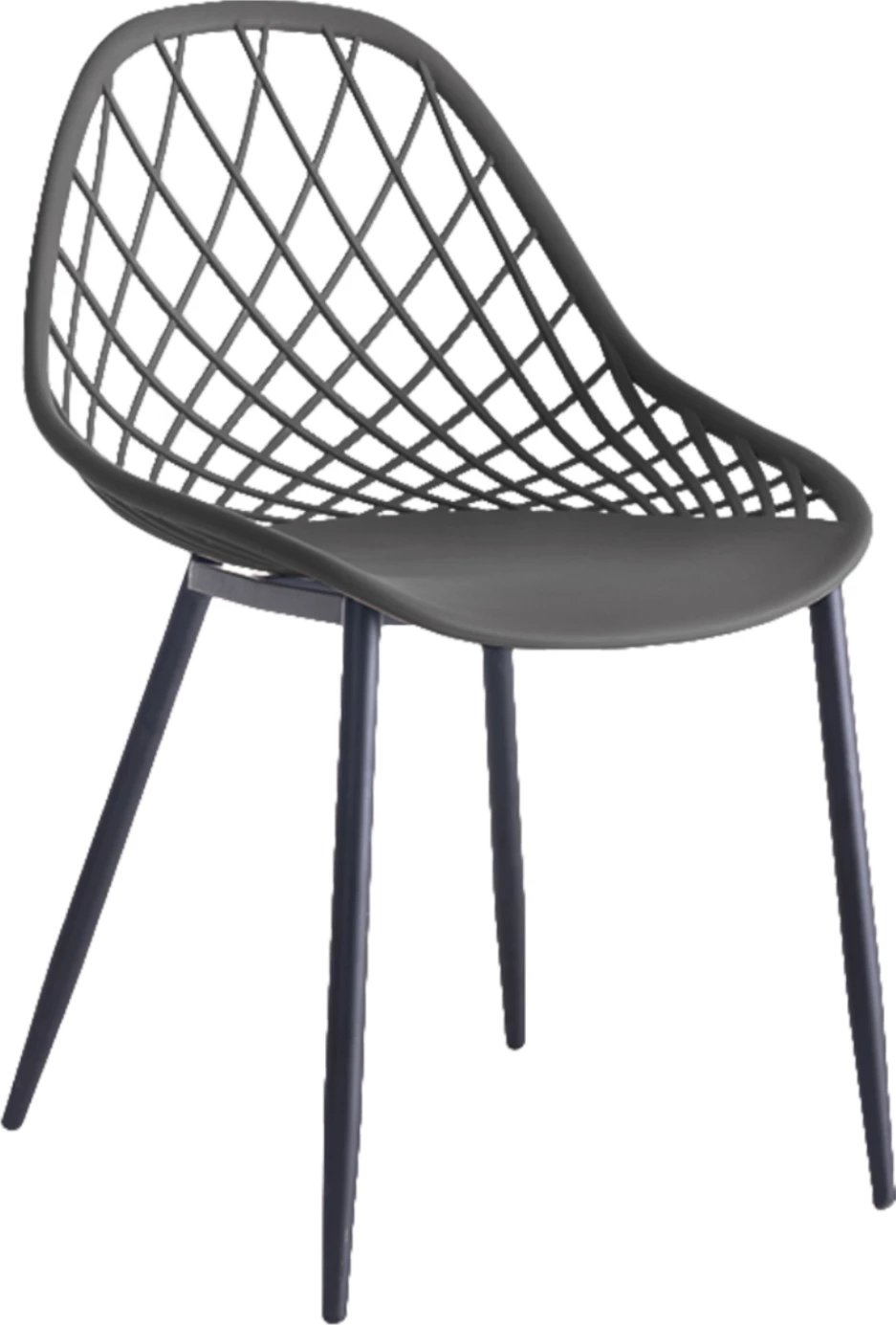 Karrige polipropileni FH9524.10 ngjyrë gri me këmbë metalike të zeza 52x53x82H cm, set prej 4 copë