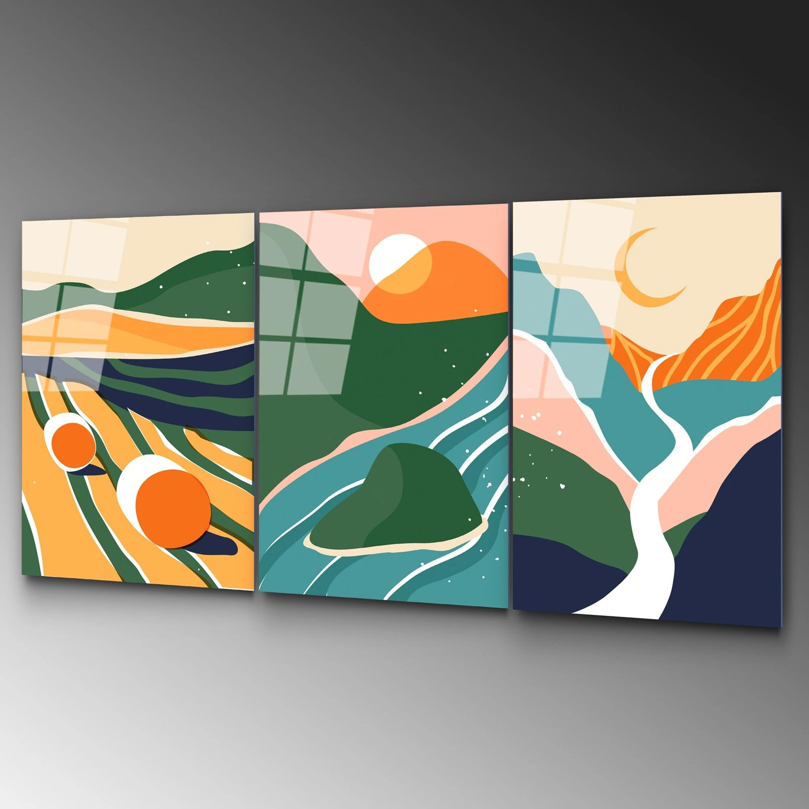 Pikturë dekorative prej xhami të temperuar (3 copë), Wallity, UV-946, 45x65cm