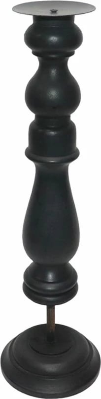 Mbajtës qirinjsh HIPPO, dru, metal i zi, 13x13x41 cm