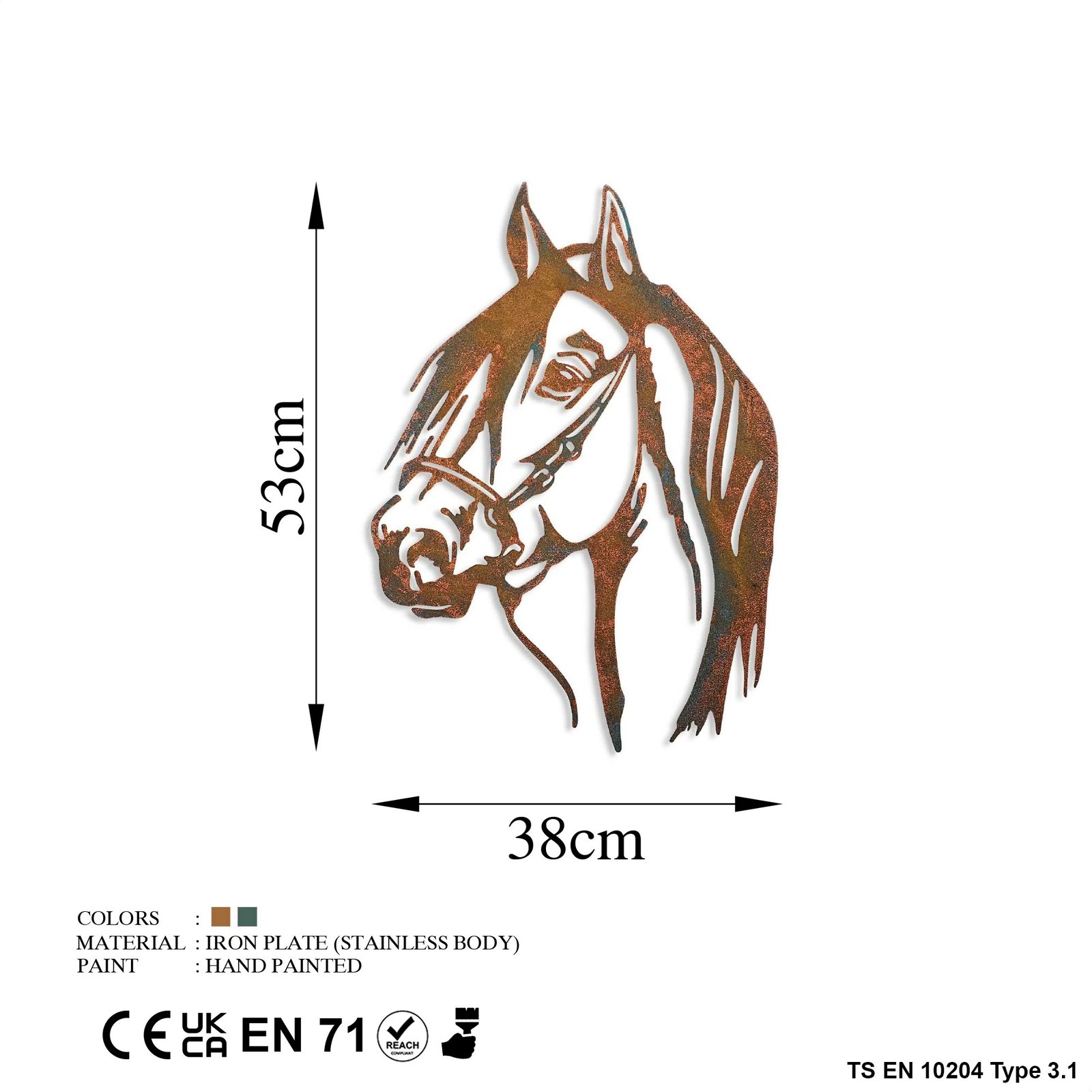 Aksesor dekorativ metalik për mur, Wallity, kuaj, shumëngjyrësh