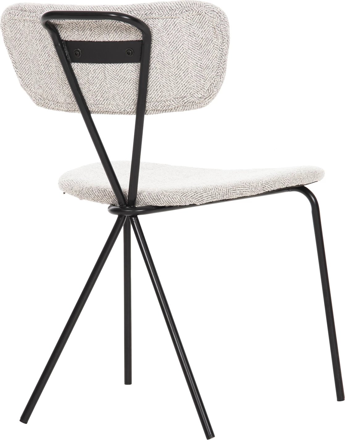 Karrige ngrënieje DORY FH9855.03 kornizë metalike në të zezë, pëlhurë në gri të lehtë 48,5x61x76H cm., set prej 4 copë