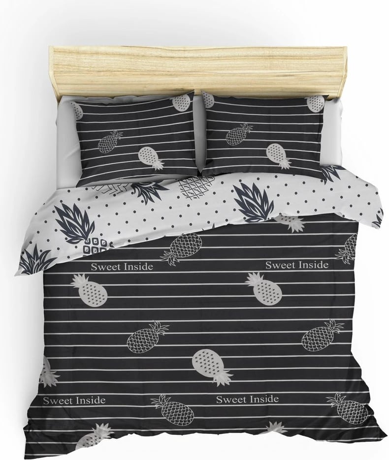 Set mbulesë për jorgan Super King, ngjyrë antracit dhe e bardhë, L'essentiel