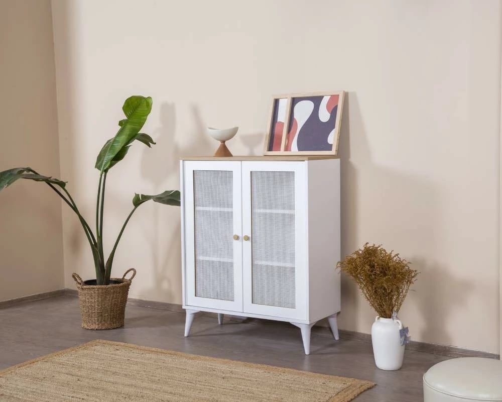 Komodë anësore Skye Decor, Calvin, e bardhë, lis