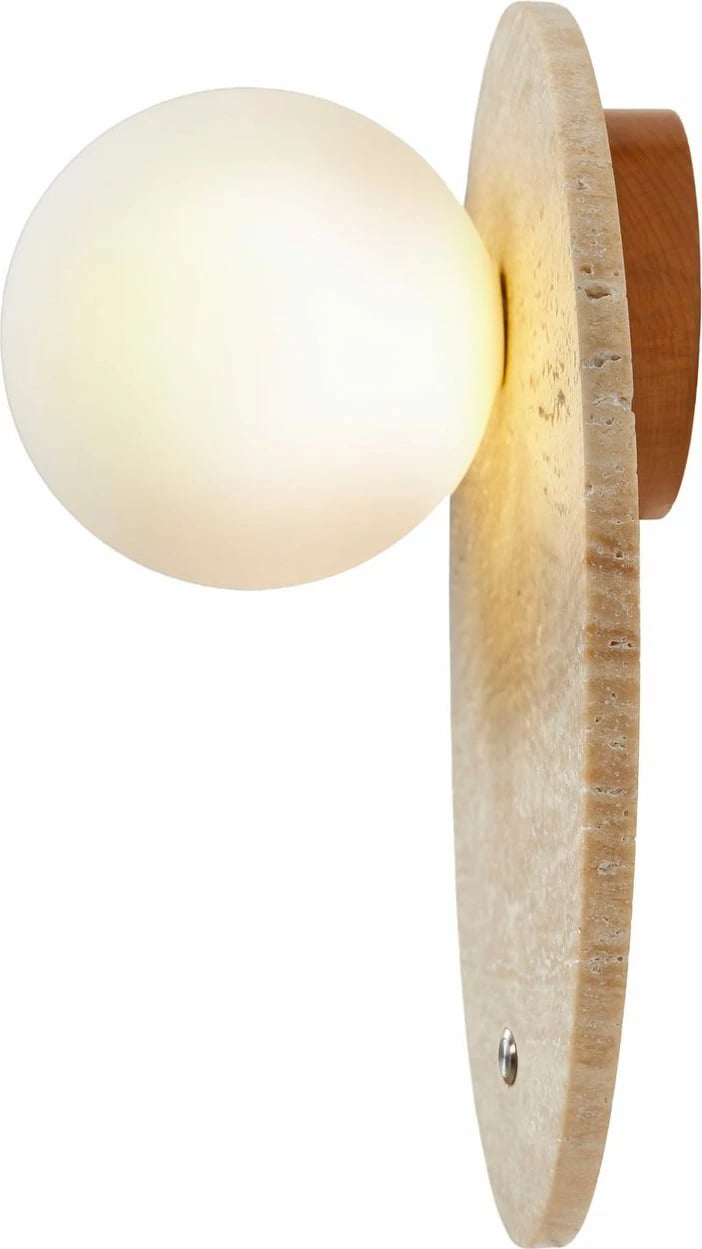 Llambë muri Opviq, Tor-Look-D, trup travertini, kapak qelqi, bezhë dhe e bardhë