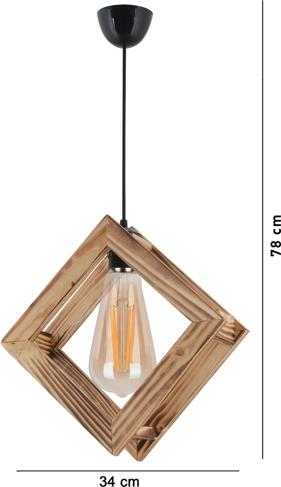 Llambë tavani prej druri, formë katrore, ngjyrë natyrale, Opviq