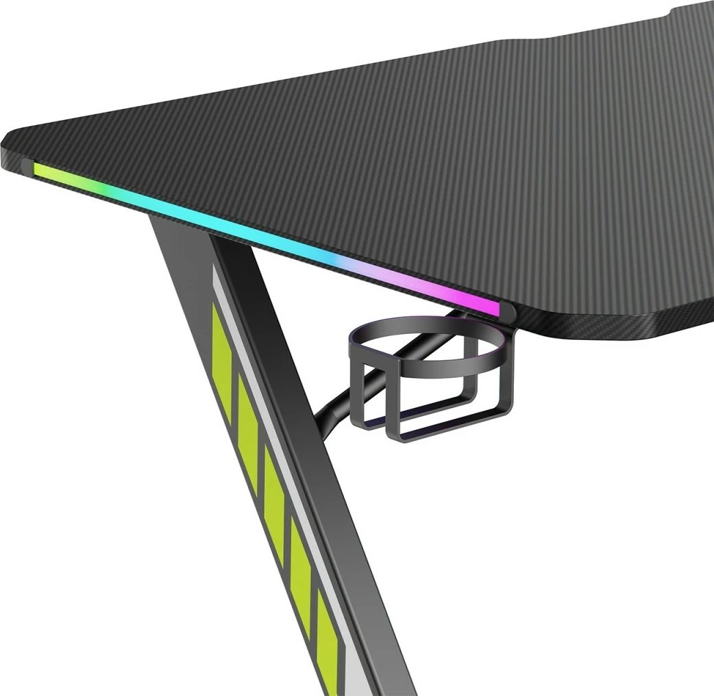 Tavolinë gaming, Maclean NanoRS RS102, 120x60 cm, LED RGB, e zezë