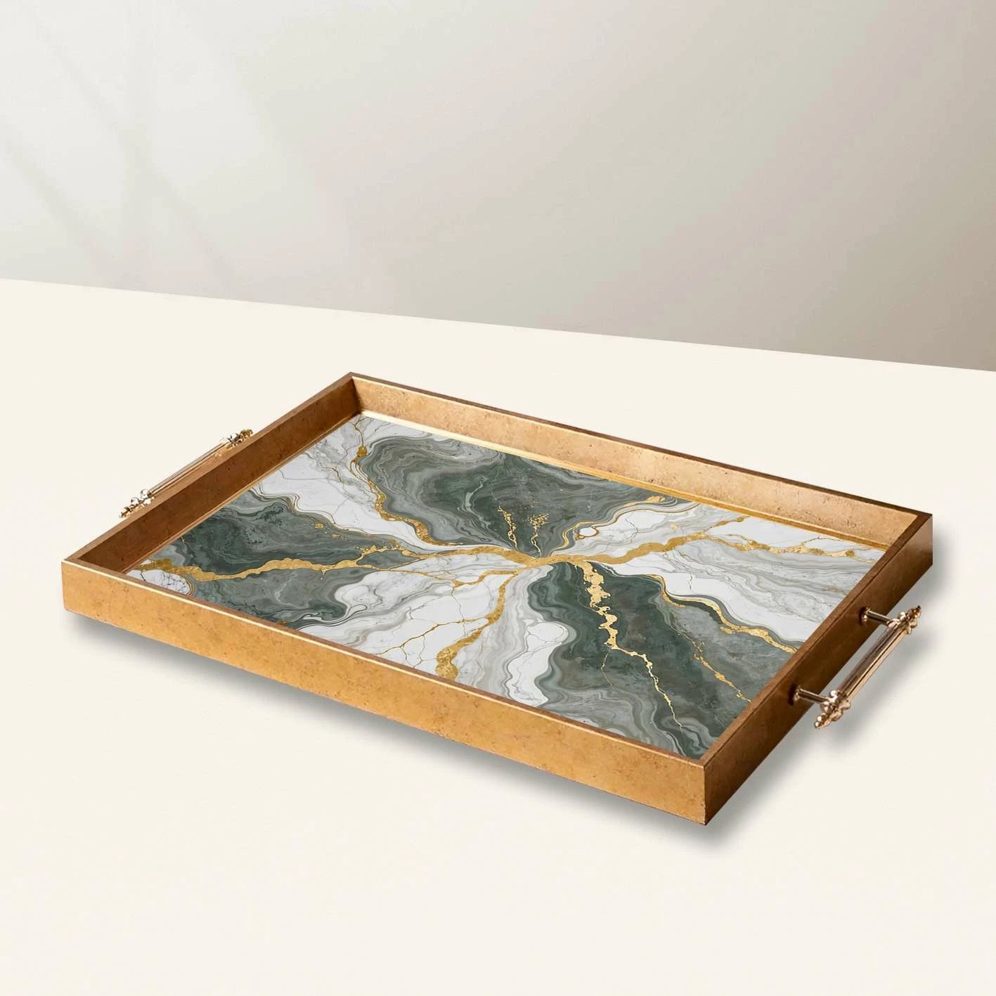 Tabaka dekorative prej qelqi, dizajn Aberto, TPEA10014, shumëngjyrëshe, 50x29x3.5cm