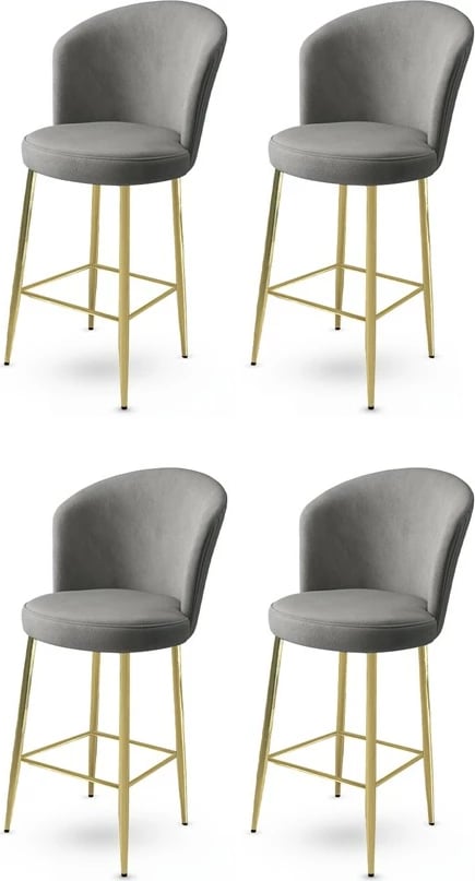 Set karrigesh për bar (4 copë), Hanah Home, Fora, gri, ar