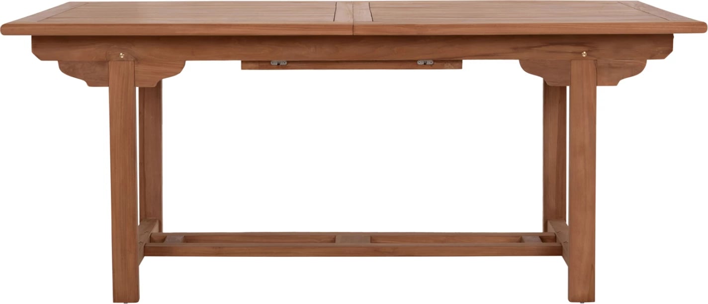 Tavolinë ngrënieje e zgjatshme për jashtë, dru tik natyral, CRANDER FH6376, 180-240x100x76cm