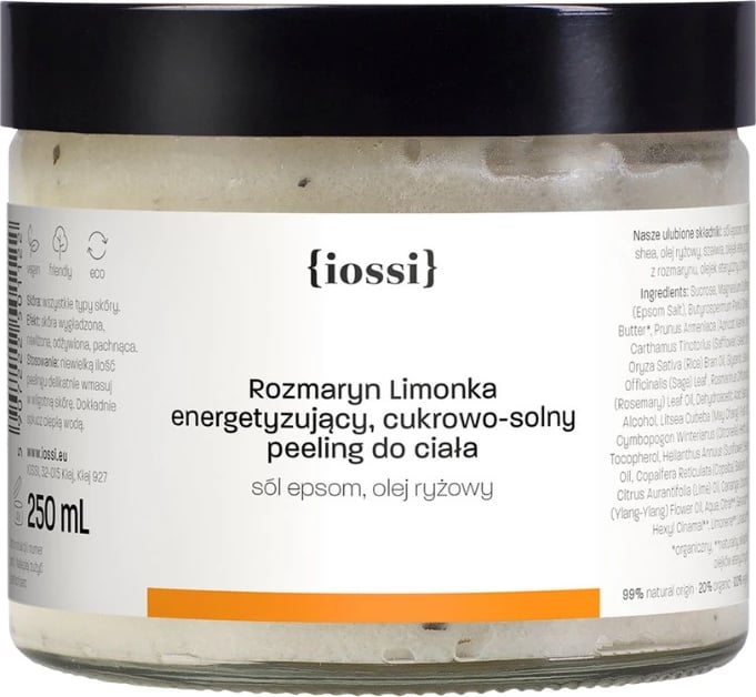 Peeling trupi për femra Iossi Rosemary Lime Energizing Sugar-Salt, 250ml
