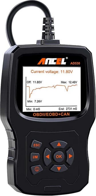 Skaner diagnostikues Ancel AD530 OBD2/EOBD+CAN, ekran me ngjyra, i zi