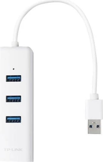 Hub USB 3.0 dhe adapter Ethernet Gigabit, TP-Link UE330, 3 porta USB, USB-A, e bardhë