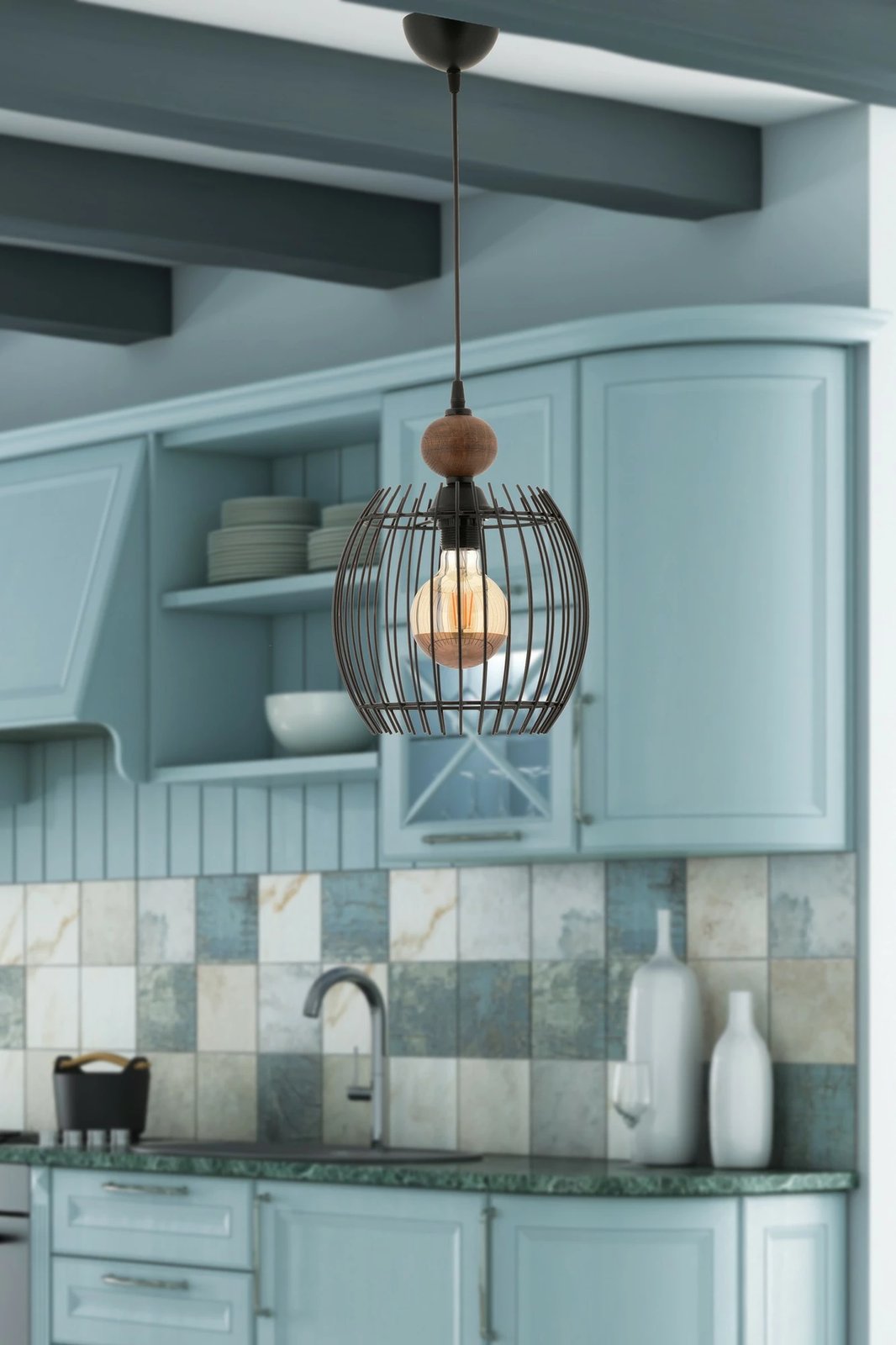 Llambë tavani Opviq, Lillian, dru, e zezë, natyrale