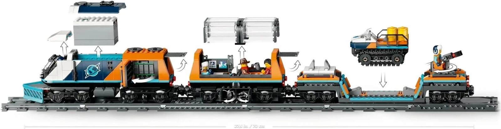 Set lodrash LEGO CITY Explorers Arktik Polar Express Train 60470, 1517 pjesë, me 6 minifigura