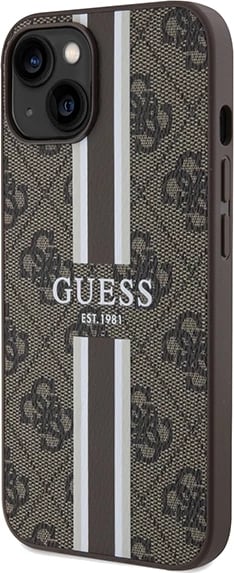 Mbështjellës Guess 4G Printed Stripes MagSafe për iPhone 15/14/13, Kafe
