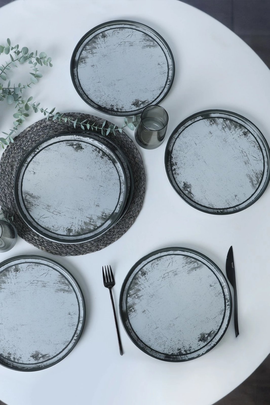 Set pjatash shërbimi (6 copë), Hermia Concept, X00018264, ngjyrë kaltër e çelët